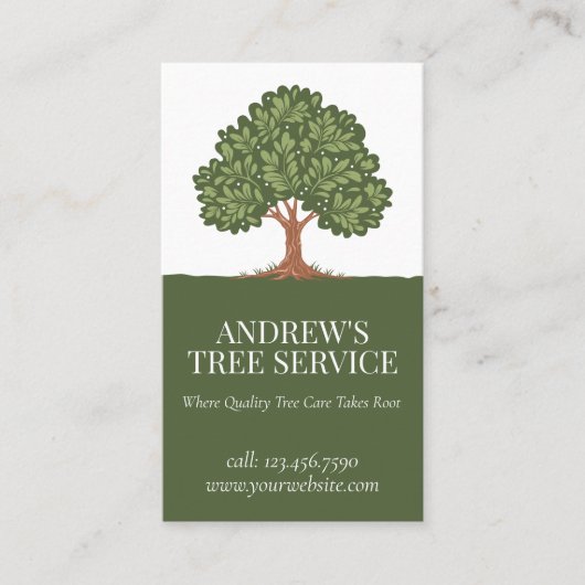 Elegante eikenboom gazon zorg landschapsarchitecte visitekaartje (Voorkant)