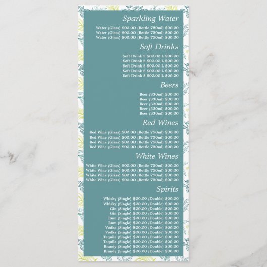 Elegante Eikenboom, Restaurant Slimline Menu (Achterkant)