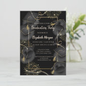 Elegante eindexamencaps Zwarte eindexamenfeest Kaart (Staand voorkant)