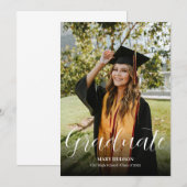 Elegante eindexamenfoto middelbare school aankondiging (Voorkant / Achterkant)