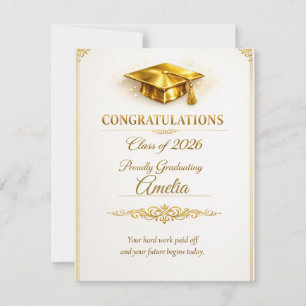 Elegante eindexamenkaart van de klas van 2026 met kaart