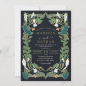 Elegante ekster Art Nouveau bruiloft uitnodiging (Voorkant)