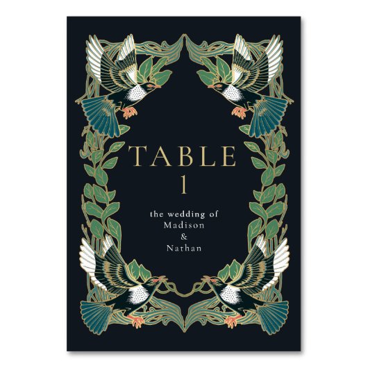 Elegante ekster Art Nouveau bruiloft uitnodiging Kaart (Voorkant)