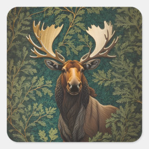Elegante Eland geïnspireerd door William Morris Vierkante Sticker