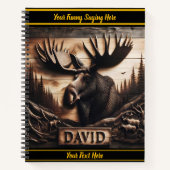 Elegante eland houtsnijwerk notitieboek (Voorkant)