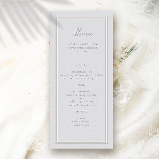 Elegante Elegant Modern Classic Ecru Lijst bruilof Menu