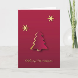Elegante Elegante Gouden Rode Kerstboom Feestdagen Kaart