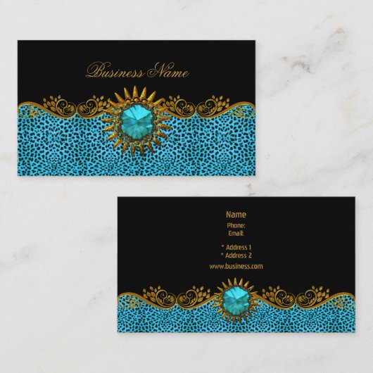 Elegante Elite Classy Blauwgroen Blauw Zwart Goud  Visitekaartje (Voorkant / Achterkant)