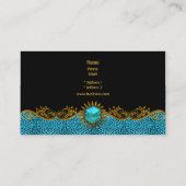 Elegante Elite Classy Blauwgroen Blauw Zwart Goud  Visitekaartje (Achterkant)