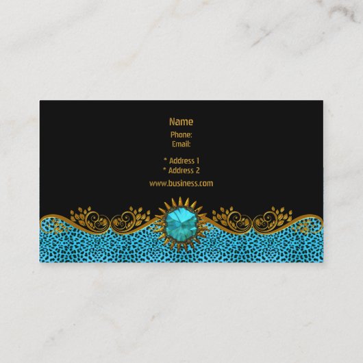 Elegante Elite Classy Blauwgroen Blauw Zwart Goud  Visitekaartje (Achterkant)