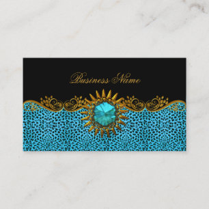 Elegante Elite Klasse Teal Blauw Zwart Goud Luipaa Visitekaartje
