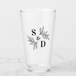 Elegante elke kleur bruiloft monogram groen blader glas