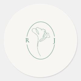Elegante Emaillen Overzicht Monogram Huwelijk Ronde Sticker