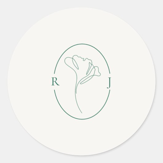 Elegante Emaillen Overzicht Monogram Huwelijk Ronde Sticker (Voorkant)