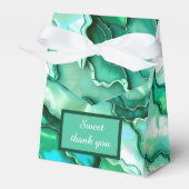 Elegante Emerald Blauwgroen Marmeren Waterverf bru Bedankdoosjes (Voorkant Zijde)