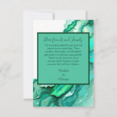 Elegante Emerald Blauwgroen Marmeren Waterverf bru Bedankkaart (Achterkant)