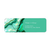 Elegante Emerald Blauwgroen Marmeren Waterverf bru Etiket (Voorkant)