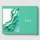 Elegante Emerald Blauwgroen Marmeren Waterverf bru Gastenboek (Achterkant)