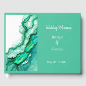 Elegante Emerald Blauwgroen Marmeren Waterverf bru Gastenboek (Voorkant)