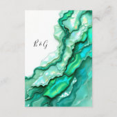 Elegante Emerald Blauwgroen Marmeren Waterverf bru Informatiekaartje (Achterkant)