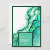 Elegante Emerald Blauwgroen Marmeren Waterverf bru Kaart (Achterkant)