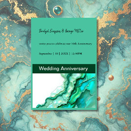 Elegante Emerald Blauwgroen Marmeren Waterverf bru Kaart