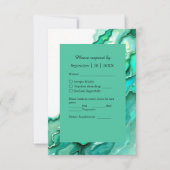 Elegante Emerald Blauwgroen Marmeren Waterverf bru RSVP Kaartje (Voorkant)