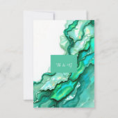 Elegante Emerald Blauwgroen Marmeren Waterverf bru RSVP Kaartje (Achterkant)