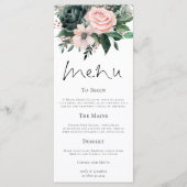 Elegante Emerald en Blush Bloemen bruiloft Menu (Voorkant)