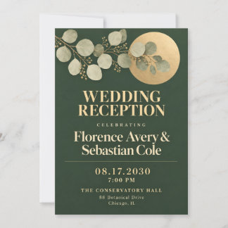 Elegante Emerald Eucalyptus Gouden Huwelijksrecept Kaart