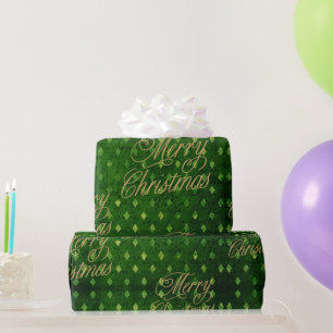 Elegante  Emerald Gold Foil Damask Christmas Cadeaupapier