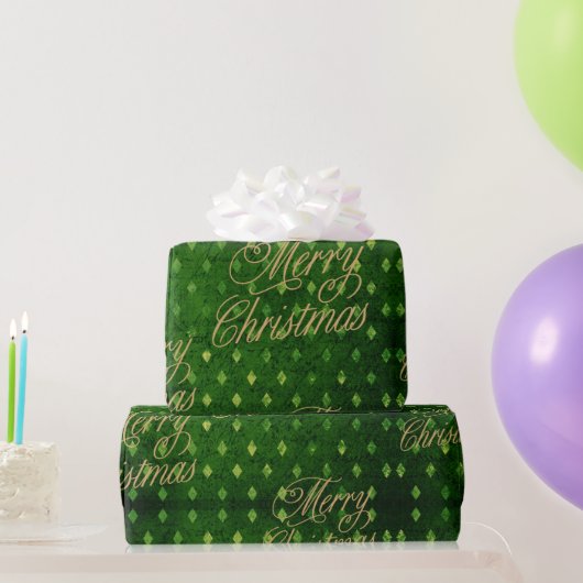 Elegante  Emerald Gold Foil Damask Christmas Cadeaupapier (Feestgeschenken)