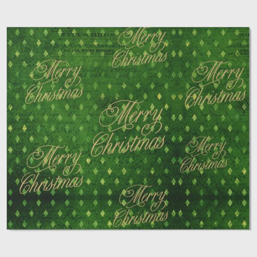 Elegante  Emerald Gold Foil Damask Christmas Cadeaupapier (Vlak)