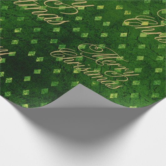 Elegante  Emerald Gold Foil Damask Christmas Cadeaupapier (Hoek)