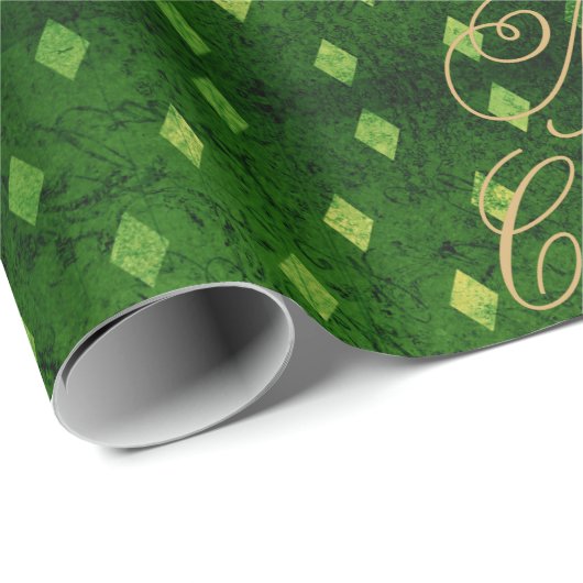 Elegante  Emerald Gold Foil Damask Christmas Cadeaupapier (Rol Hoek)