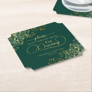 Elegante Emerald & Gold niet nemen mijn Drink brui Kartonnen Onderzetters