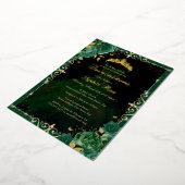 Elegante Emerald Gold Roos jurk Quinceanera Folie Uitnodiging (Gedraaid)