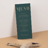 Elegante Emerald Gold Typografie Bruiloft Menu