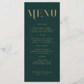 Elegante Emerald Gold Typografie Bruiloft Menu (Voorkant)