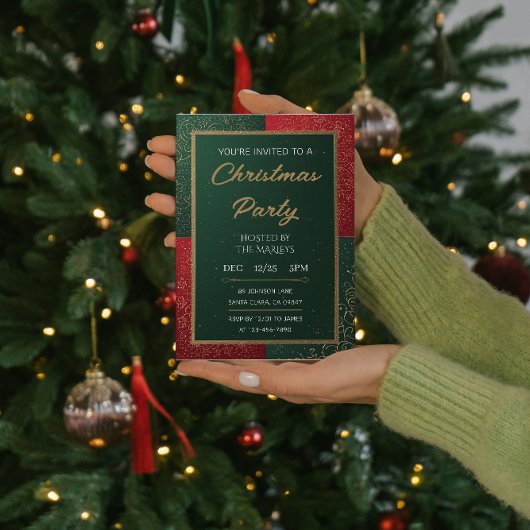 Elegante Emerald Gouden Kerst Uitnodiging