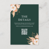 Elegante Emerald Green Boho Chic Bloemen Huwelijk Informatiekaartje (Voorkant)
