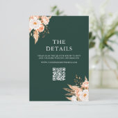 Elegante Emerald Green Boho Chic Bloemen Huwelijk Informatiekaartje (Staand voorkant)