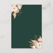 Elegante Emerald Green Boho Chic Bloemen Huwelijk Informatiekaartje (Achterkant)