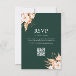 Elegante Emerald Green Boho Chic Bloemen Huwelijk RSVP Kaartje