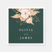 Elegante Emerald Green Boho Chic Bloemen Huwelijk Servet (Voorkant)