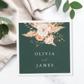 Elegante Emerald Green Boho Chic Bloemen Huwelijk Servet