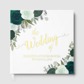 Elegante Emerald Green Boho Rozen Folie bruiloft Gastenboek (Voorkant)