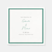 Elegante Emerald Green bruiloft script servetten (Voorkant)