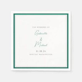 Elegante Emerald Green bruiloft script servetten