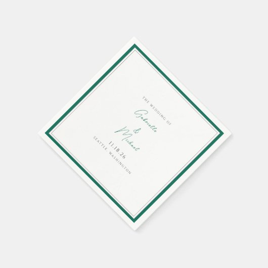 Elegante Emerald Green bruiloft script servetten (Hoek)